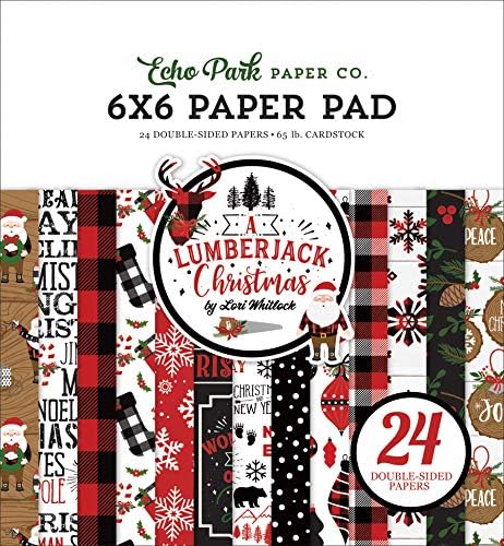 Echo Park Paper Company Lumberjack Božić 6x6 papirnati jastučić, crvena, crna, drvena zrna, zelena