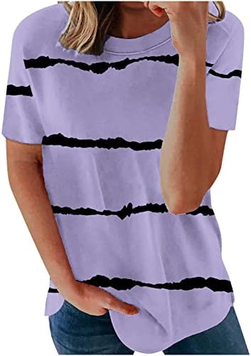 Košulja pruge za žene kratke rukave tunike Modne majice okruglog vrata Summer casual plus majice majice majice
