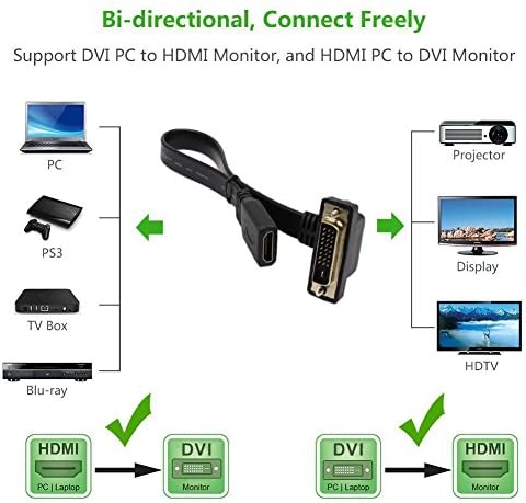 Kabel DVI-HDMI flat kabel dvi 24 1-hdmi, pozlaćen SinLoon s kutom od 90 stupnjeva prema gore i prema dolje, video konverter DVI-Hdmi