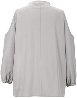 Anjikang seksi hladni vrhovi ramena za žene zatvarač v vrat casual solid 3/4 majice za rukave labave fit ljetne bluze