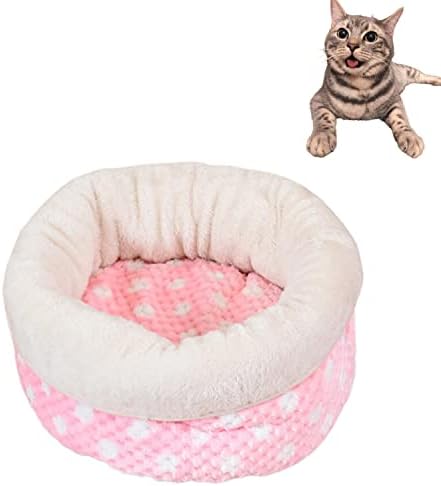 Samozagrijavajući mačji krevet-okrugli krevet baršunasti kauč na razvlačenje s prostirkom 1 za mali srednji mačić pas mačji krevet
