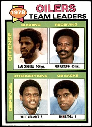 1979 Topps 301 Oileri čelnici i popis Earl Campbell/Ken Burrough/Willie Alexander/Elvin Bethea Houston Oilers Ex Oilers