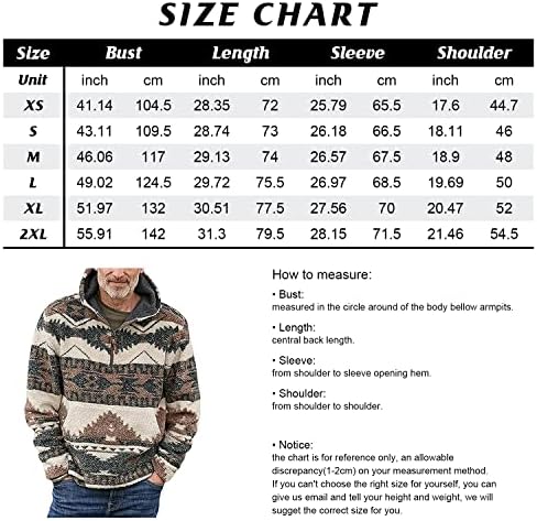 Chouyatou muški plemenski aztec tiskao 1/4 zip nejasan šerpa pulover dukserica kapuljača