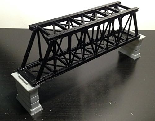 Modeli outlands željezničkog rešetkastog mosta u crnoj boji s nosačima u mjerilu mn