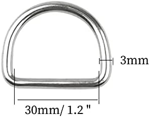 Hamineler 30pcs debljina 3 mm debljina od nehrđajućeg čelika zavareni d-prstenovi metal d prsten za hardverske torbe prstenasti pseći