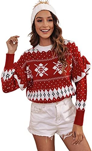 AMEGOYA Smiješno ružno ružno božićno pleteva Posada Slatki džemper pulover za prazničnu zabavu