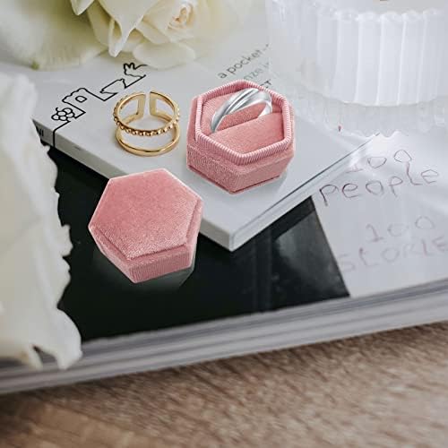 Baršunasta kutija za prstenje za svadbenu ceremoniju jednaka šesterokutna kutija za zaručnički prsten kutija za prstenje Baršunasta