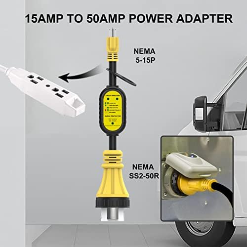EYGDE 50 AMP do 110V RV adapter s zaštitnikom prenapona 4200J + 30 Amp do 50 Amp RV adapter s zaštitnikom zaštite od prenapona vodootpornog,
