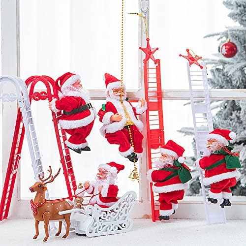 Pammyan Djed Mraz penjanje ljestvicom do božićnih drvca, penjačka ljestvica Djeda Mraza igračka za lutke s glazbom i LED svjetlom,