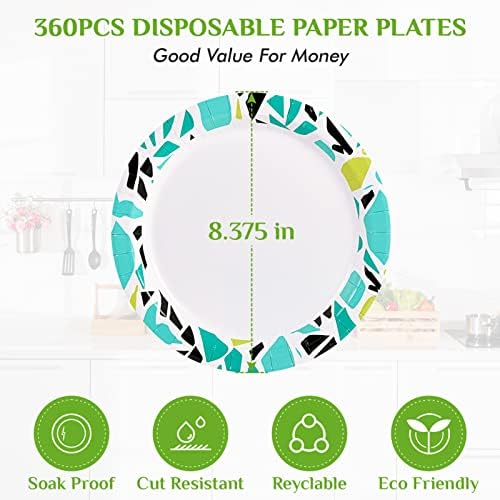 Uskršnji papirnati tanjuri od 8,375 inča, papirnati tanjuri za jednokratnu upotrebu od 360 grama, Vodootporni i nerezivi papirnati