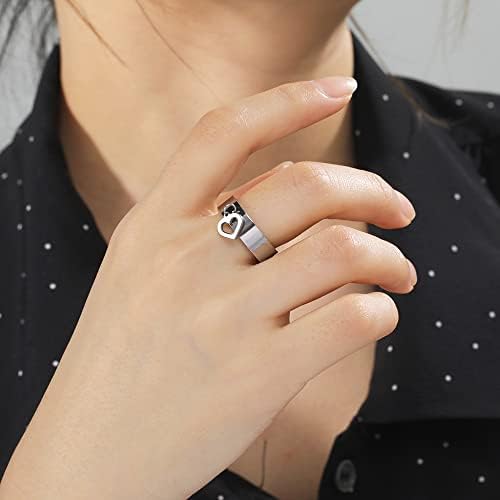 Prsten od privjesaka od srca od nehrđajućeg čelika modna vrpca s resicama viseći šarm zaručnički prsten s obećanjem ljubavi srednji