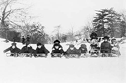 Djeca na sankama u Central Parku 1915 11x14 Silver Halonide Photo Print