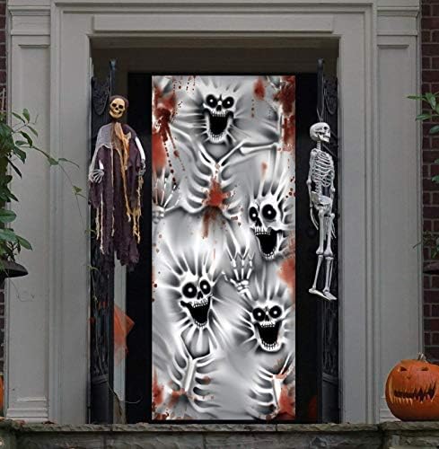 Joyin 3D dizajn zastrašujući poklopac vrata kostura 30 ”x 72” za vrata kostura za Noć vještica, prozor i zidni poklopac unutarnji ukras