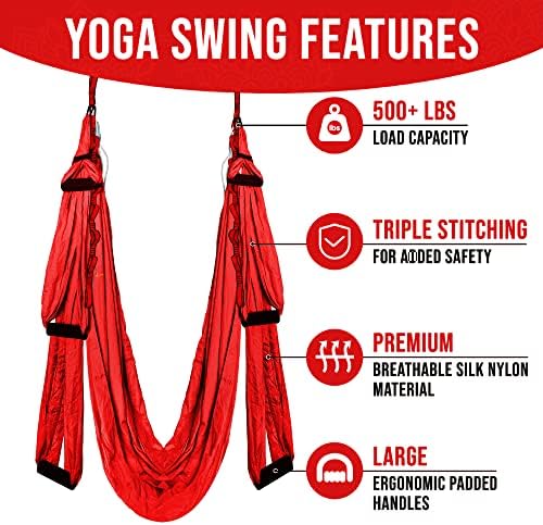 Yoga Swing Pro Premium Aerial Hammock Anti Gravity Yoga Swing Kit - Acrobat Leteći set set za unutarnju i vanjsku inverzijsku terapiju