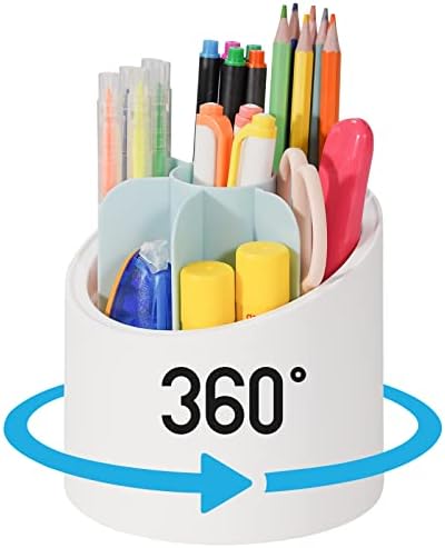ECHSRT držač olovke, rotirajuća olovka od 360 stupnjeva s poklopcem, organizator olovke za stol sa 7 odjeljaka, multifunkcionalna čaša