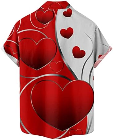 Valentinove košulje za muškarce plus veličine 3D tiskani vrhovi Love Heart Grafičke majice labave majice s džepom