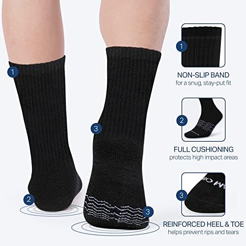 Marino čarape za performanse muške ekipe - Muške čarape za atletičke crno -bijele - Upravljanje vlagom Multi -Pack