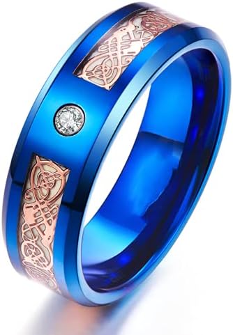 8 mm sjajni u tamnom zmajskom prstenu kraljevski plavi zaručnički prsten od nehrđajućeg čelika
