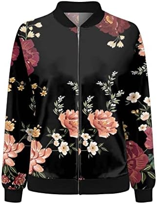Ženske ležerne dnevne jakne lagane zip up casual jakna cvjećar za ispis kaput kratke kratke sportske odjeće