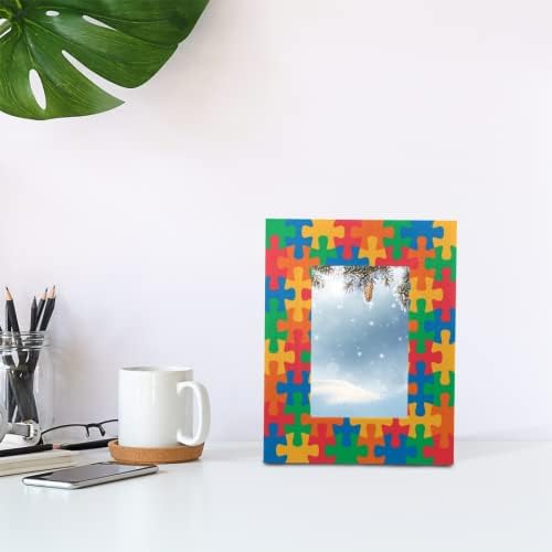 PARDICK SAVJETNICA AUTIOSMIJE DRADNE SLIKE Okviri, Dan svjesnosti o autizmu Jigsaw Slagle 4x6 okviri za fotografije za stol za stol