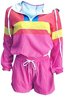 Eosiedur Women 2 komada odijela staza tracksuit windbreaker pulover jakna za usjevne kapuljače hlače set