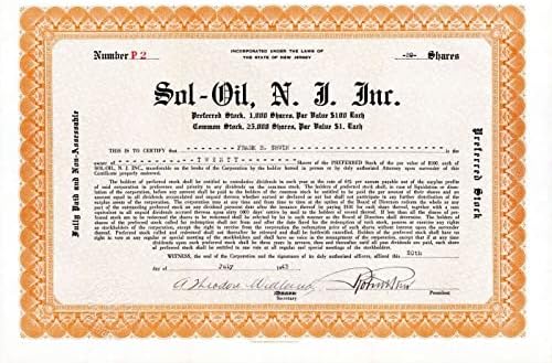 Sol-Oil, N. J. Inc. - Potvrda o skladištu