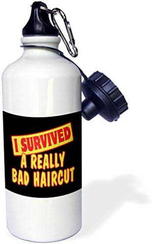 3Drose Preživio sam stvarno lošu frizuru preživjeli ponos i dizajn humora Sportska boca vode, 21 oz, bijela