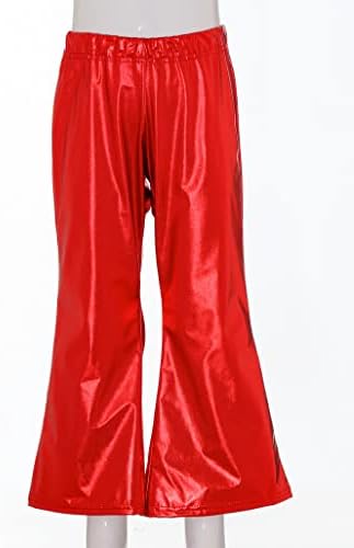Loodgao Kids Girls Boys Shiny Metallic Flaed Pants Jazz Hip Hop Dance Pants Disco Party Costime hlače
