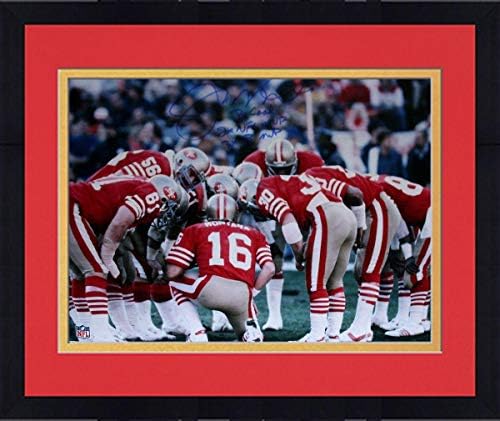 Uokvireni Joe Montana San Francisco 49ers Huddle potpisano 16x20 fotografija s tri natpisa LE/16 - Autografirane NFL fotografije