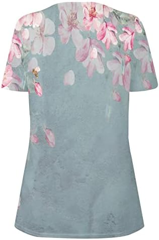 Gornja košulja za ženski kratki rukav 2023 v vrat čipka pamučni cvijet grafički labav fit opuštena fit casual bluza vc vc