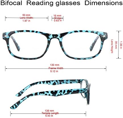 Ysorrisox 2 Paketi Bifokalne naočale za čitanje za žene i muškarce, proljetne šarke čistih čitatelja naočala s dizajnerskom bojom