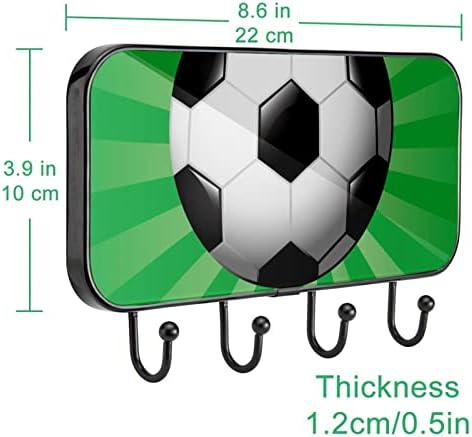 Nogometni nogometni zeleni pozadinski stalak za ispis stalak za zid, nosač ulaznog kaputa s 4 kuka za kaput za kaput ručnika za ručnike