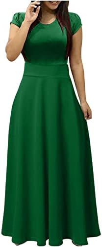 Haljine za žene 2023 Elegantna ležerna haljina s okruglim vratom i kratkim rukavima, ljetna boho Maksi haljina za plažu s cvjetnim
