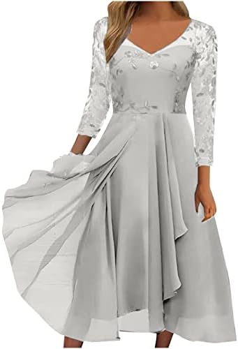 Haljina dugih rukava za žene čipkaste mrežice v vrat cvjetna tunika elegantna midi haljina udobna fluirana šifonska mrežastih haljina