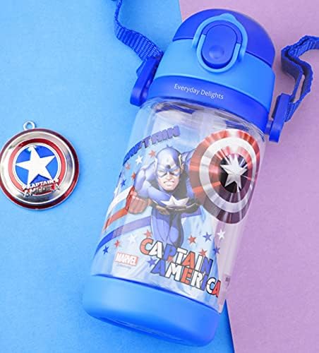 Marvel Captain America dvostruka boca za vodu dvostruka prekrivača sa slamom i remenom 520ml, plava